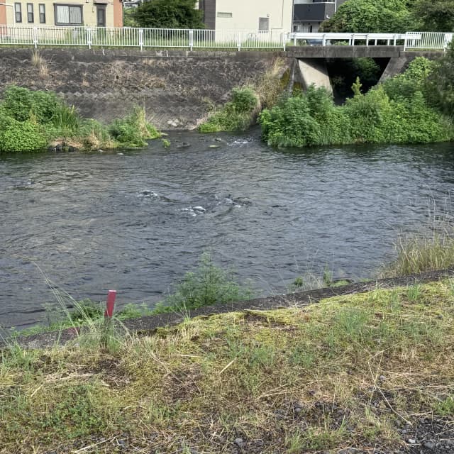 沖の河原｜かつて潤井川は沖の河原を境にして、上流部は「飢渇川」、下流部は「潤井川」と呼ばれた。潤井川は、上流部は流入水量が少なく降雨時以外は水の流れがないが、途中から下川や清水川などの豊富な湧水が流れこみ豊かな流れとなる。